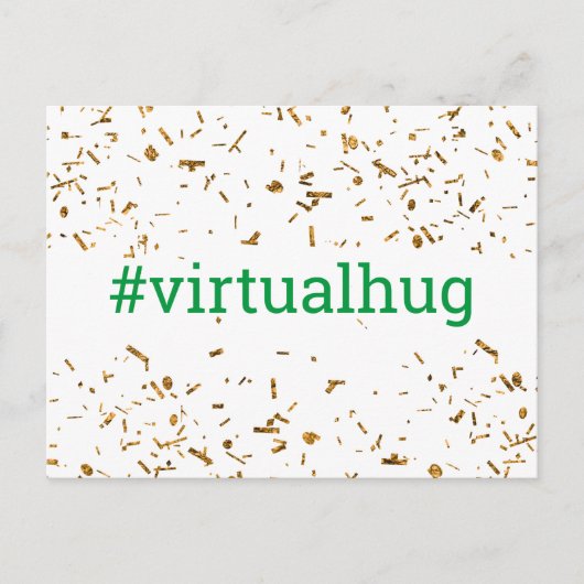 Green Virtual Hug Hashtag Gold Imitate Confetti Postkarte (Vorderseite)