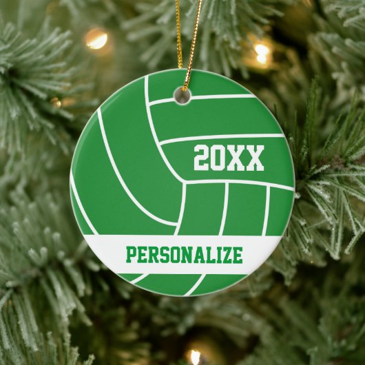 Green Volleyball | DIY Name and Year Keramikornament (Baum)