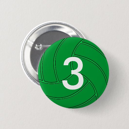 Green Volleyball Jersey Number or Initial Button (Vorne & Hinten)