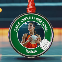 Green Volleyball Player Photo Christmas Gift Ornament Aus Metall