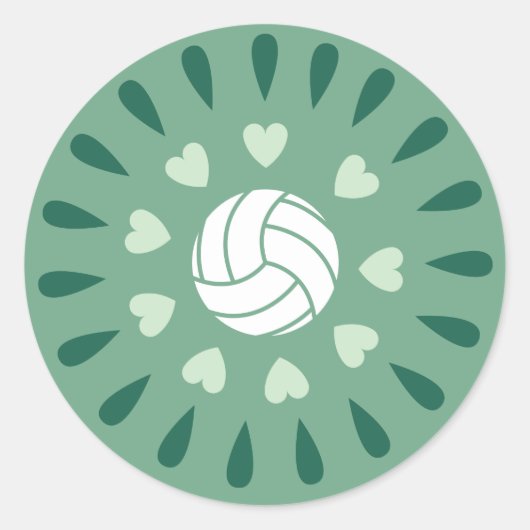 Green Volleyballs Kaleidoskop Muster Runder Aufkleber (Vorderseite)