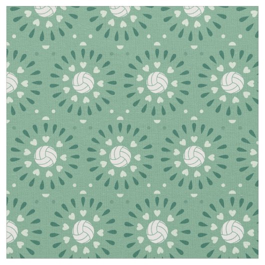 Green Volleyballs Kaleidoskop Muster Stoff (Nahaufnahme)