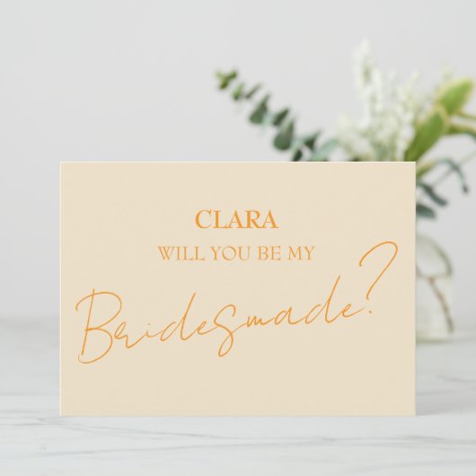 Green Vosvos Minimal Wedding Bridesmade Einladung (Stehend Vorderseite)