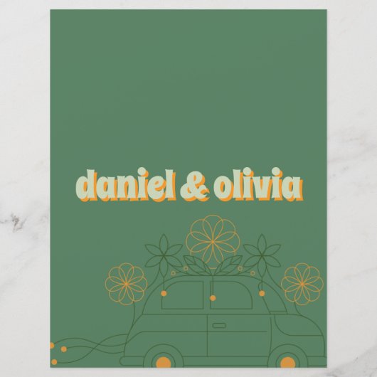 Green Vosvos Minimal Wedding Menü (Rückseite)