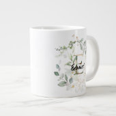 Green w Gold Blätter Monogram Initial 'E' Name Jumbo-Tasse (Vorderseite Rechts)