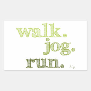 GREEN WALK JOG RUN (Schriftart SCHATTEN) Rechteckiger Aufkleber