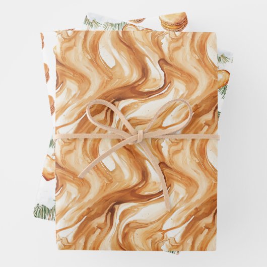 Green Warm Creamy Caramel Hearts Christmas Tree Geschenkpapier Set (Beispiel)