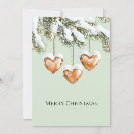 Green Warm Creamy Caramel Hearts Christmas Tree  Karte