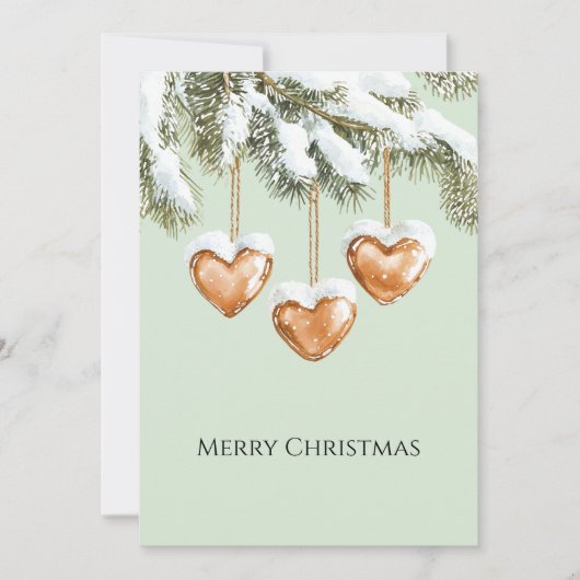 Green Warm Creamy Caramel Hearts Christmas Tree Karte (Vorderseite)