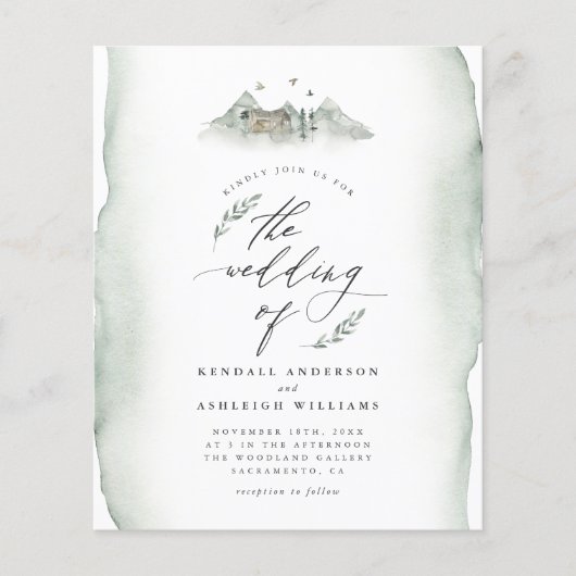 Green Water Blätter & Mountain Wedding (Vorderseite)