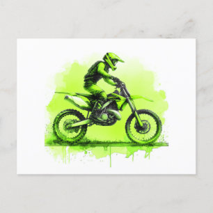 Green Water Color Dirt Bike Feiertagspostkarte