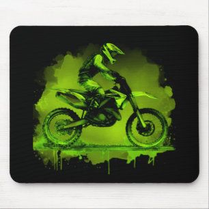 Green Water Color Dirt Bike Mousepad