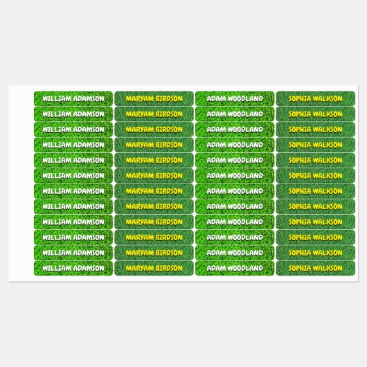 Green Water proof eisen on name etiketten für Klei (Blatt)