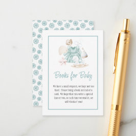 Green Watercolor Baby Girl Books for Baby Card Begleitkarte