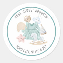 Green Watercolor Baby Girl Rücksendeadresse Sticke