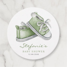 Green Watercolor Baby Hinterns Babydusche Geschenkanhänger