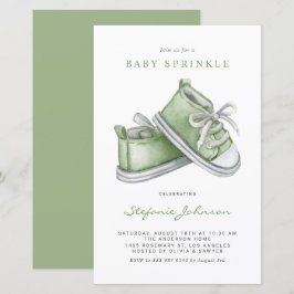 Green Watercolor Baby Shoes Baby Sprinkle Einladun