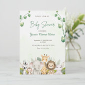 Green Watercolor Baby Shower Einladungen Junge (Stehend Vorderseite)
