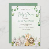 Green Watercolor Baby Shower Einladungen Junge (Vorne/Hinten)