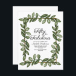 Green Watercolor Blätter White Gold 50. Geburtstag Einladung<br><div class="desc">Schöne und elegante botanisch grüne Aquarellfarben Blätter auf einer weißen 50 und fabelhaft / 50. Geburtstagsfeier mit goldenen Akzenten.</div>