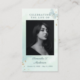 Green Watercolor Butterfly Bestattungskarte Visitenkarte