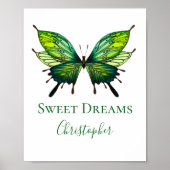 Green Watercolor Butterfly Kinderzimmer Wall Art P Poster (Vorne)