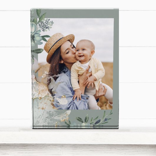 Green Watercolor Butterfly Mama Foto