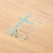 green watercolor cross Confirmation Acryleinladungen (Ablage )