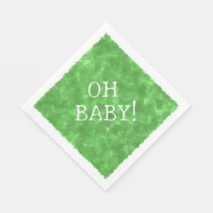 Green Watercolor Custom Text Baby Dusche Oh Baby Serviette