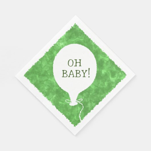 Green Watercolor Custom Text Baby Dusche Oh Baby Serviette (Ecke)