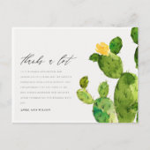 GREEN WATERCOLOR DESERT CACTUS BLUME DANKE POSTKARTE (Vorderseite)