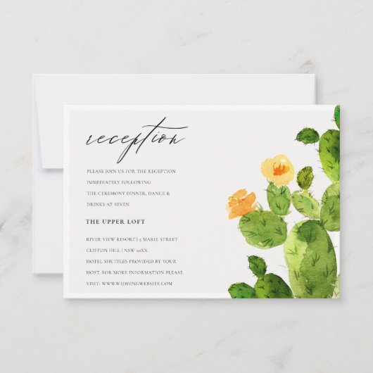 GREEN WATERCOLOR DESERT CACTUS BLUME EMPFANG EINLADUNG (Vorderseite)