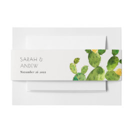 GREEN WATERCOLOR DESERT CACTUS BLUME MONOGRAMM EINLADUNGSBANDEROLE