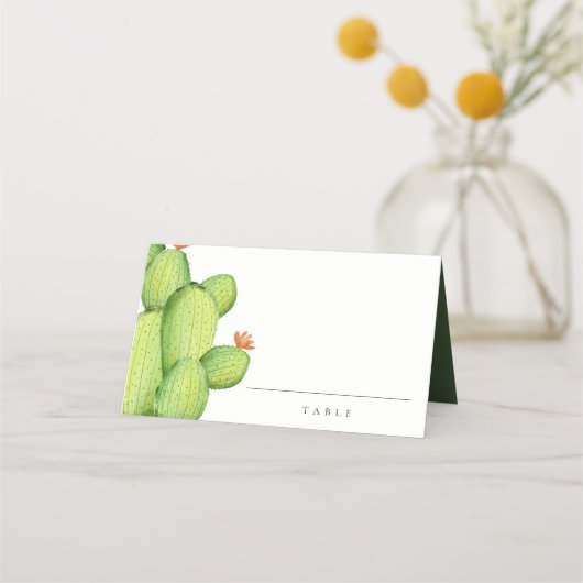 GREEN WATERCOLOR DESERT CACTUS BLUME MONOGRAMM PLATZKARTE (Vorderseite)