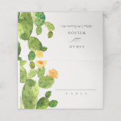 GREEN WATERCOLOR DESERT CACTUS BLUME MONOGRAMM PLATZKARTE (Außenseite Aufgefaltet)