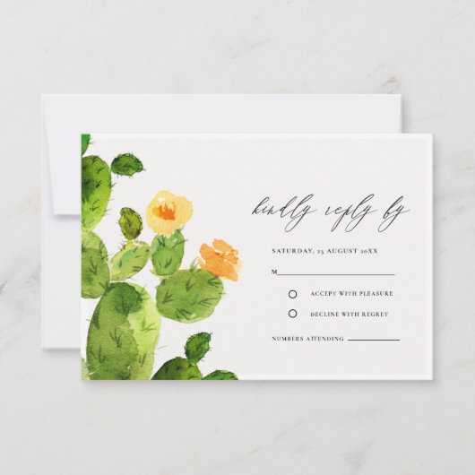 GREEN WATERCOLOR DESERT CACTUS BLUME UAWG RSVP KARTE (Vorderseite)