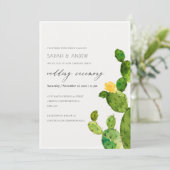 GREEN WATERCOLOR DESERT CACTUS BLUME VERLOBUNG EINLADUNG (Stehend Vorderseite)