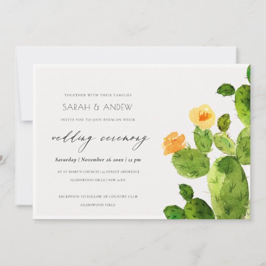 GREEN WATERCOLOR DESERT CACTUS BLUME WEDD EINLADUNG (Vorderseite)