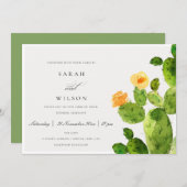 GREEN WATERCOLOR DESERT CACTUS BLUME WEDD EINLADUNG (Vorne/Hinten)