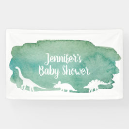 Green Watercolor Dinosaur Baby Duschbanner Banner