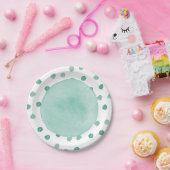 Green Watercolor Dinosaur Babydusche Pappteller (Party)