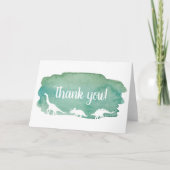 Green Watercolor Dinosaurier Danke, Card Einladung (Vorderseite)