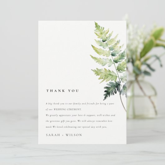 GREEN WATERCOLOR FERN FOLIAGE DANKE (Stehend Vorderseite)