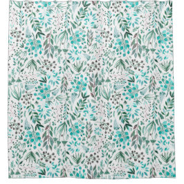 Green Watercolor Foliage Duschvorhang