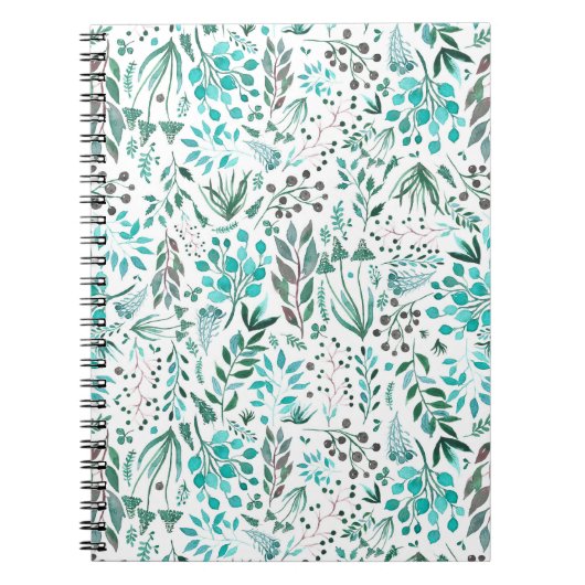 Green Watercolor Foliage Notizblock (Vorderseite)