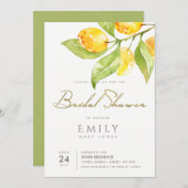 GREEN WATERCOLOR FOLIAGE OLIVENBRAUTPARTY EINLADUNG (Vorne/Hinten)