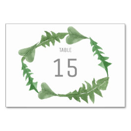 Green Watercolor Foliage Table Card Tischnummer
