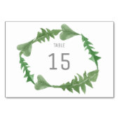 Green Watercolor Foliage Table Card Tischnummer (Rückseite)