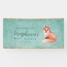 Green Watercolor Fox Gold Glitzern Kinderdusche Ve
