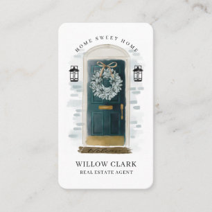 Green Watercolor Front Doath Real Anwesen Visitenkarte